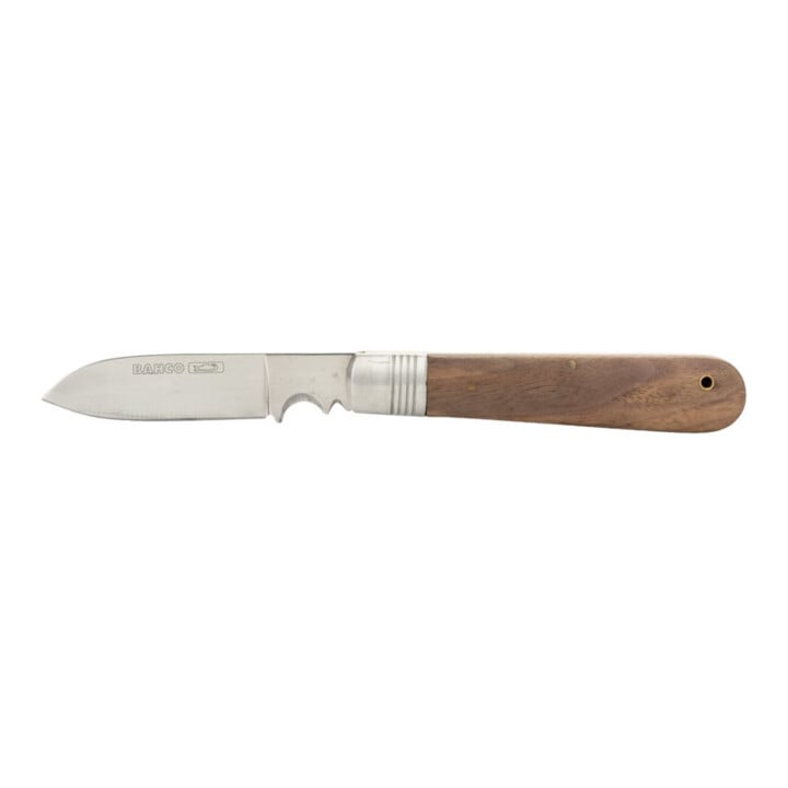 E/D/E Couteau d'électricien pliant avec manche en bois