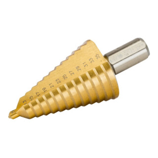 E/D/E Foret étagé 1/2" 5-35 mm 13 niveaux revêtement nitrure de titane