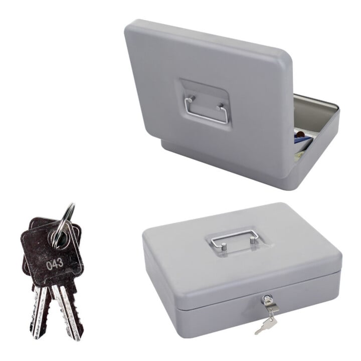 E/D/E Geldkassette HomeStar Euro 1 Zylinderschloss Silber