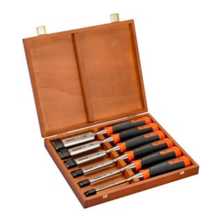 E/D/E Jeu de ciseaux à bois 6 pièces 6–32 mm coffret bois Ergo