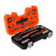 E/D/E Jeu de clés à douille 1/4" + 3/8" 34 pièces pouce mat en acier rapide haute performance