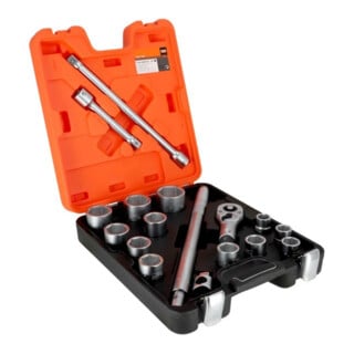 E/D/E Jeu de clés à douille 3/4" 17 pièces mat