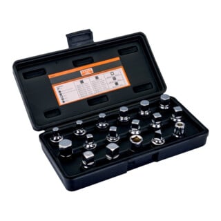 E/D/E Jeu de clés à douille pour vis de vidange d’huile 17 pièces 3/8"