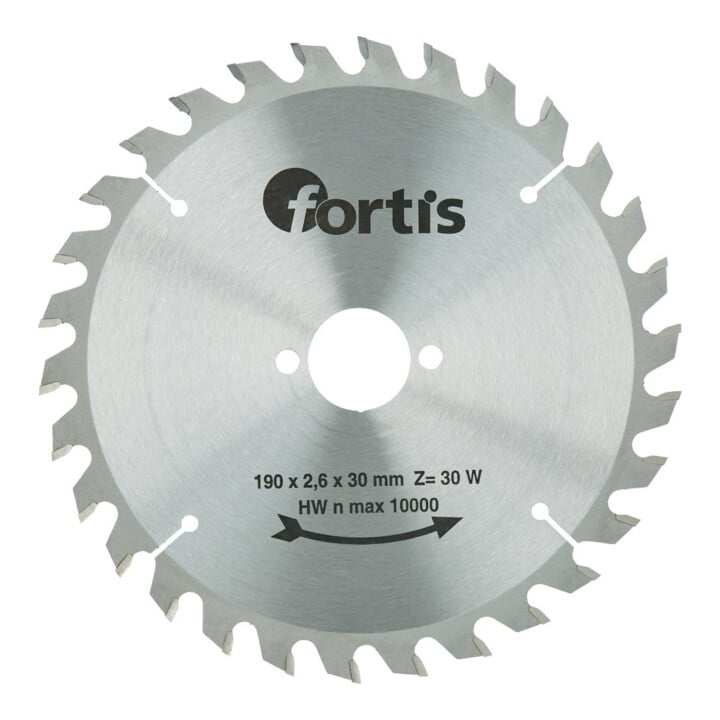 E/D/E Lame de scie circulaire HW 190 × 2,6 × 30 mm Z30W Fortis