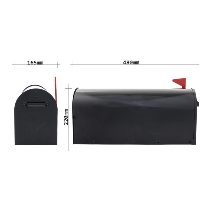 E/D/E Mailbox T00217 Stahl pulverbeschichtet schwarz 165 x 220 x 480mm