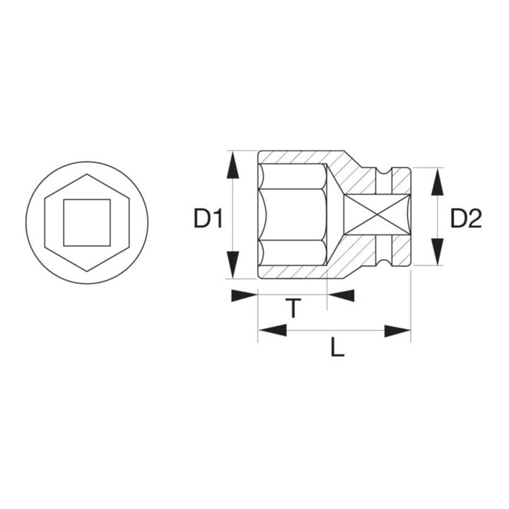 E/D/E Masch. Betät. Steckschlüssel-Einsatz 3/4" 6Kant SW 7/8