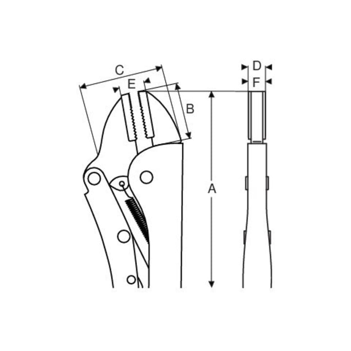 E/D/E Pince Grip 200 mm mâchoires droites chromées