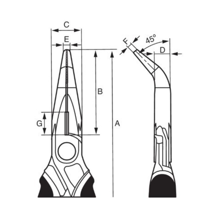 E/D/E Pince plate ronde Ergo chromée 160 mm non emballée