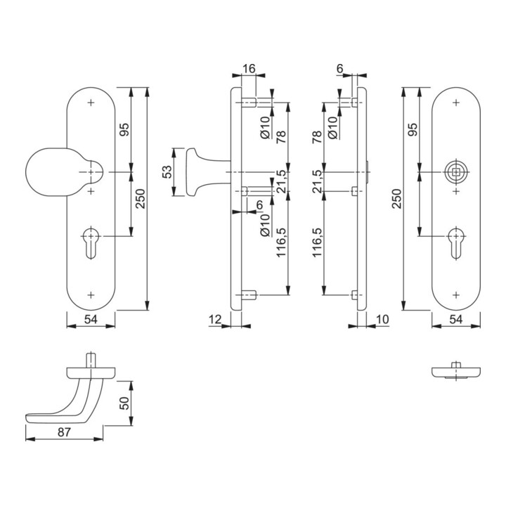 E/D/E Schutz-Langschild-Wechselgarnitur 86G/3331/3310 ES1 Aluminium F1