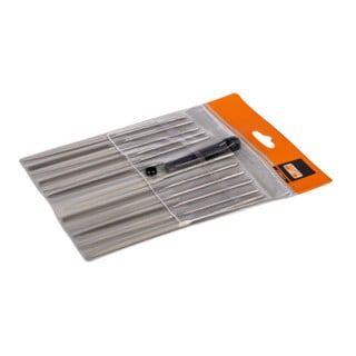 E/D/E Set de limes aiguille 12 pièces 160 mm avec étui en plastique