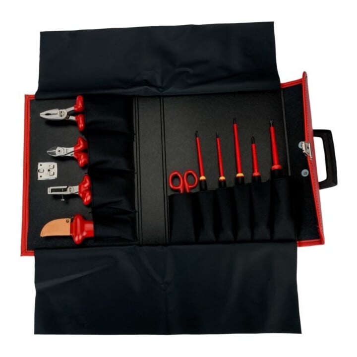 E/D/E Set d'outils d'électricien isolés 10 pièces avec sac en cuir