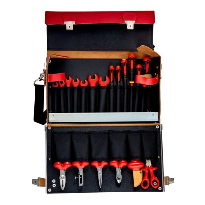 E/D/E Set d’outils pour électricien 19 pièces isolé avec sac en cuir