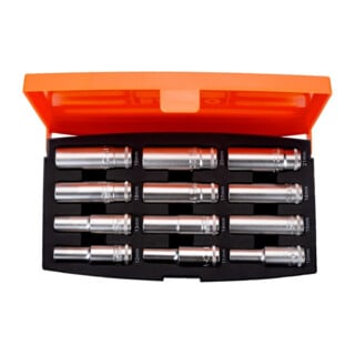 E/D/E Steckschlüssel-Garnitur S1612L 1/2" matt verchromt