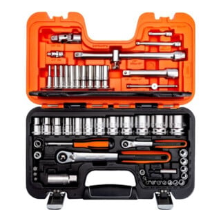 E/D/E Steckschlüssel-Satz 1/2+1/4" 56-teilig matt verchromt