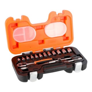 E/D/E Steckschlüssel-Satz 1/4" 16-tlg Zoll matt