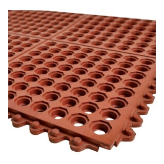 E/D/E Tapis de poste de travail NBR/NR 14 mm 900 × 900 mm rouge résistant à l’huile avec surface ouverte