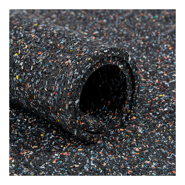 E/D/E Tapis de recyclage caoutchouc/PU 3 mm noir-multicolore 1500 mm 5 m