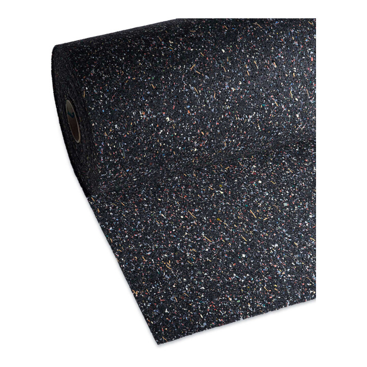 E/D/E Tapis de recyclage caoutchouc/PU 3 mm noir-multicolore 1500 mm 5 m