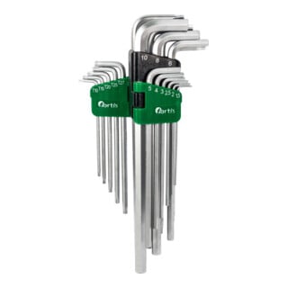 E/D/E Winkelschraubendreher-Satz 18-teilig 1,5-10 mm T10-T50 lang Kunststoffhalter