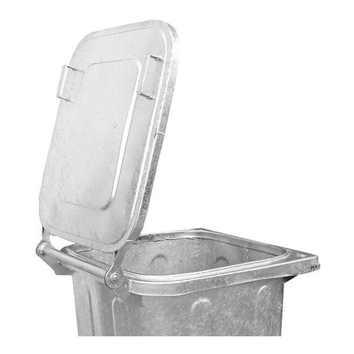 E.K.H. Plauen Conteneur à déchets 240 l acier galvanisé avec roulettes Ø200 mm I600 × P740 × H1060 mm