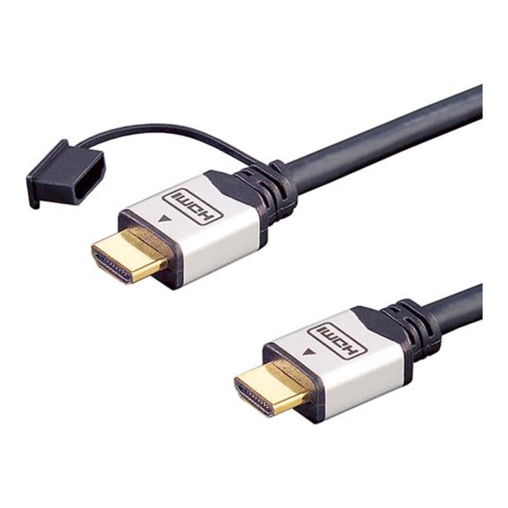E+P Elektrik Câble HDMI High-Speed avec Ethernet, 2 m, argent/noir HDMI401