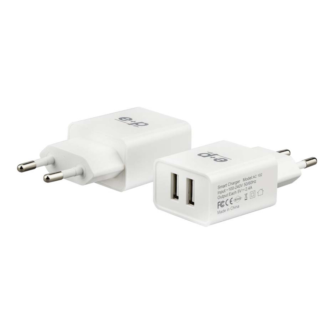 E+P Elektrik Chargeur USB double, 4 800 mA AC102 blanc