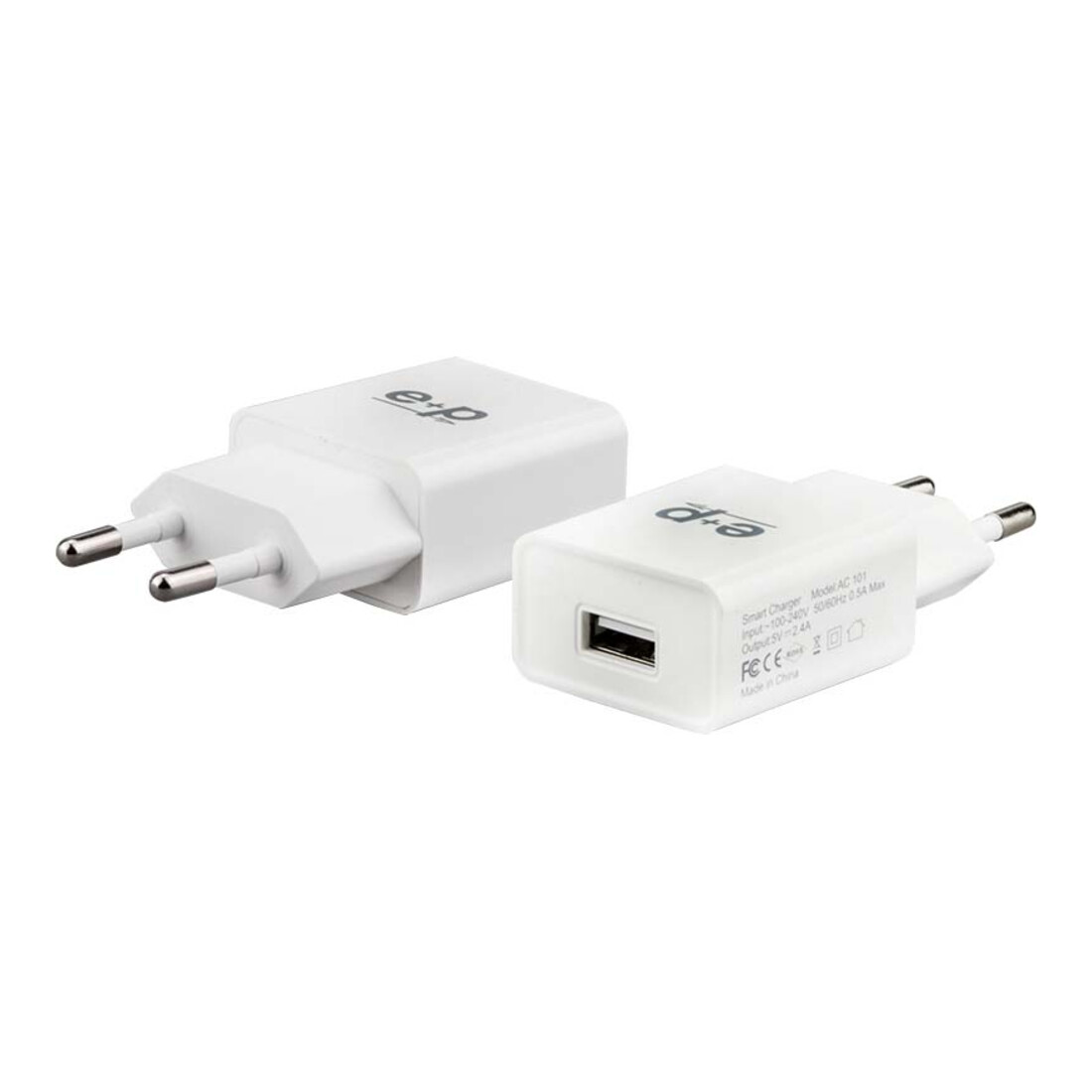 E+P Elektrik Chargeur USB simple 2 400 mA AC101 blanc