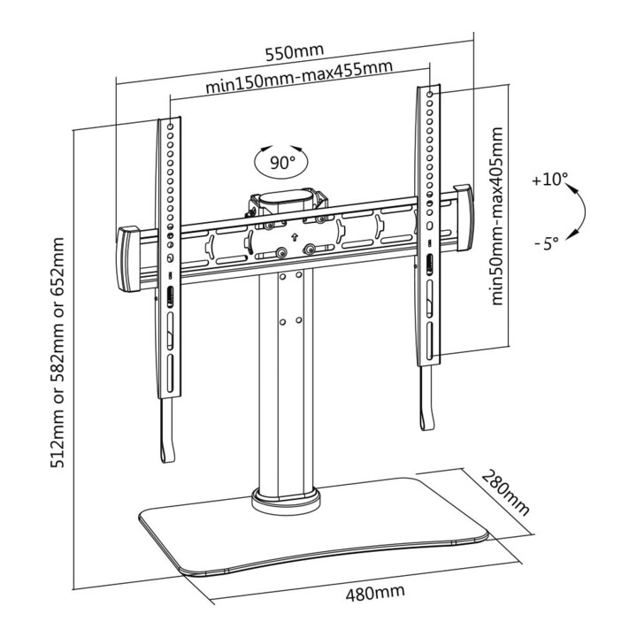 e+p Pied de support TV TH 144 81-119 cm 32-47 pouces