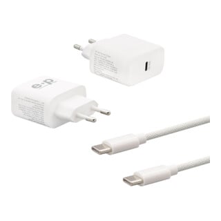 e+p USB-C Ladeset 45W AC-SET 221 2m Nylongeflecht