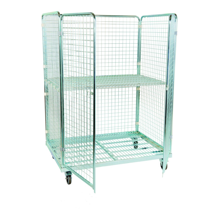 E. S. B. Conteneur roulant en acier 1600 950 x 1350 mm 4 côtés 2 portes battantes Cr 3
