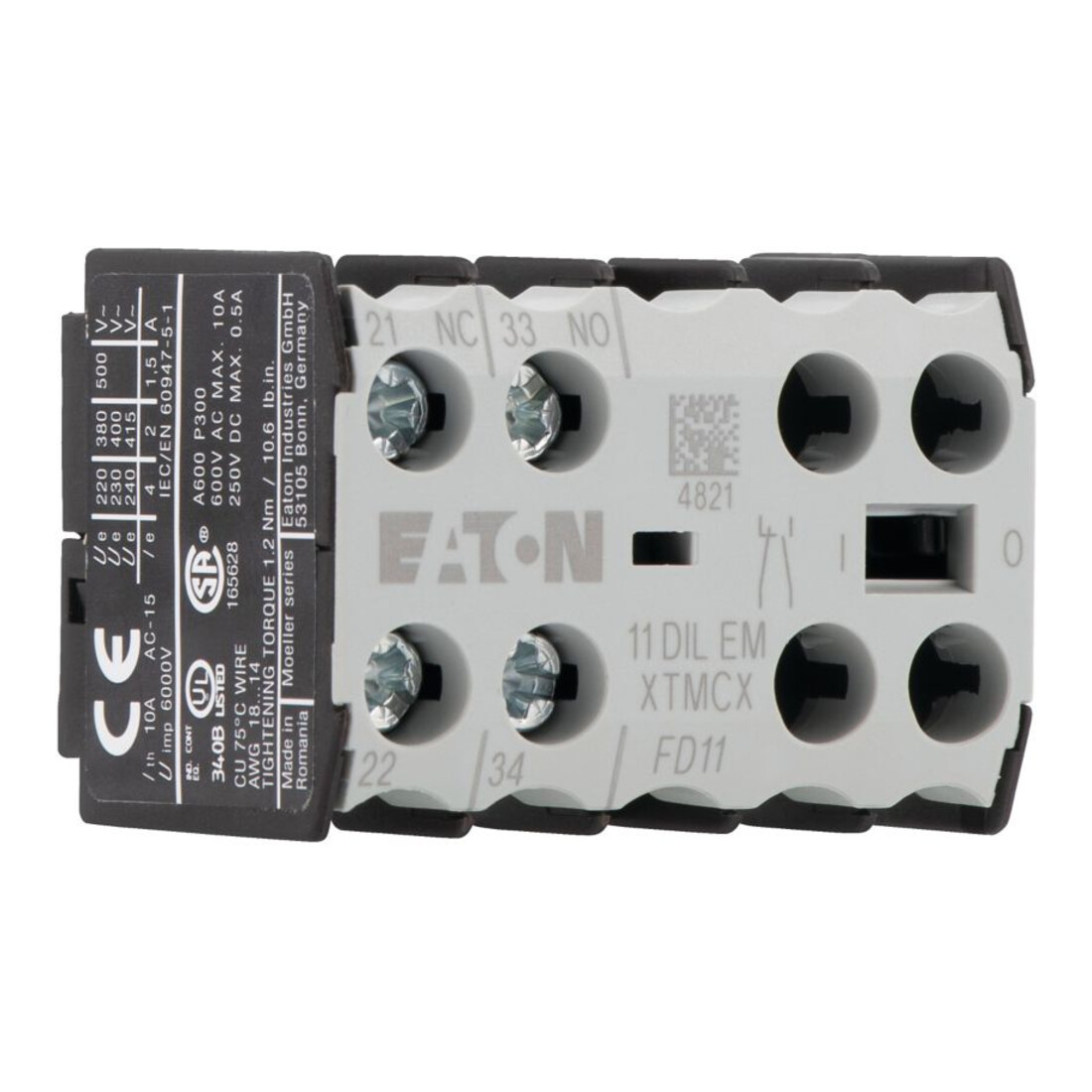 Eaton Bloc contact auxiliaire 1S+1O, montage central 11DILEM