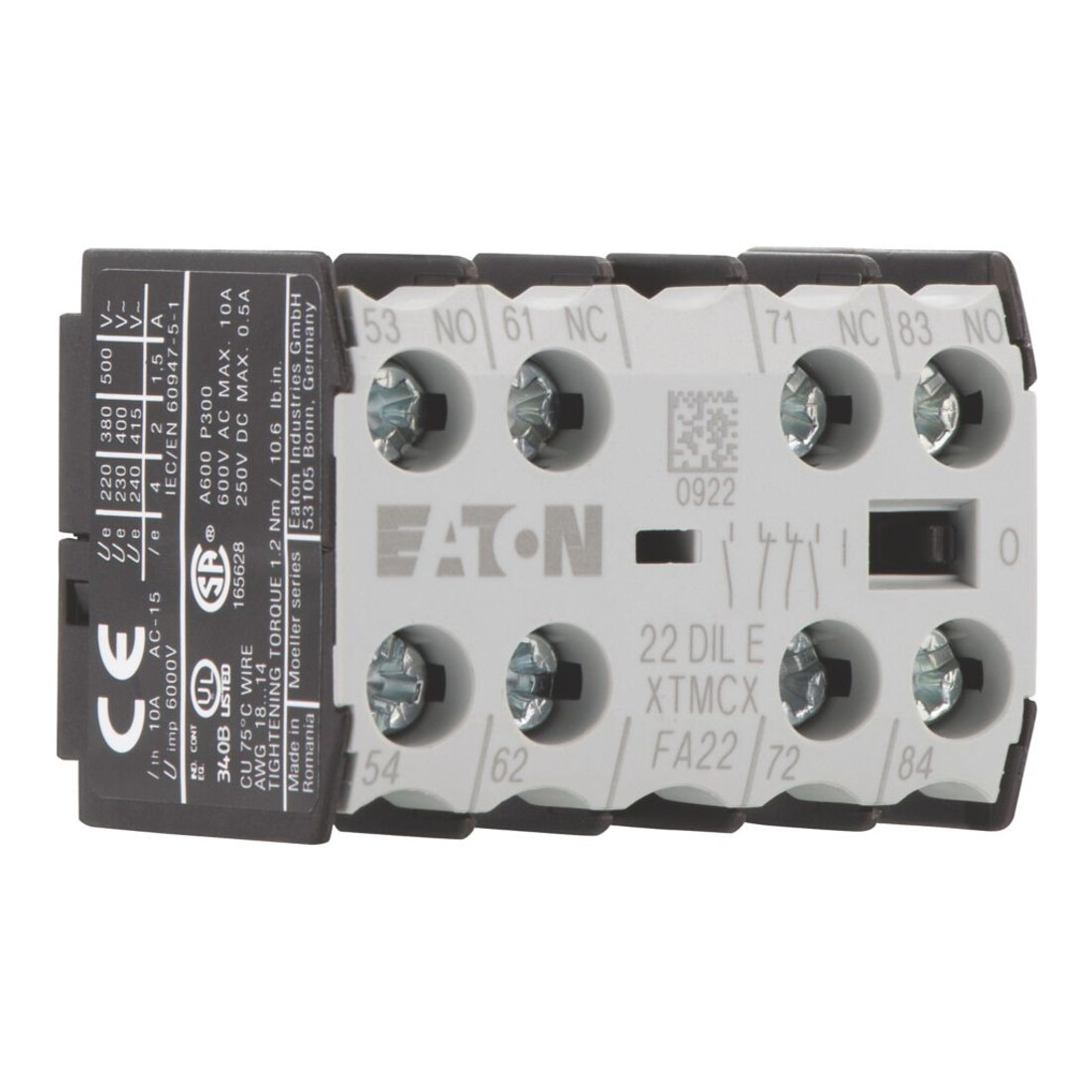Eaton Bloc contact auxiliaire 2S+2O, montage central 22DILE
