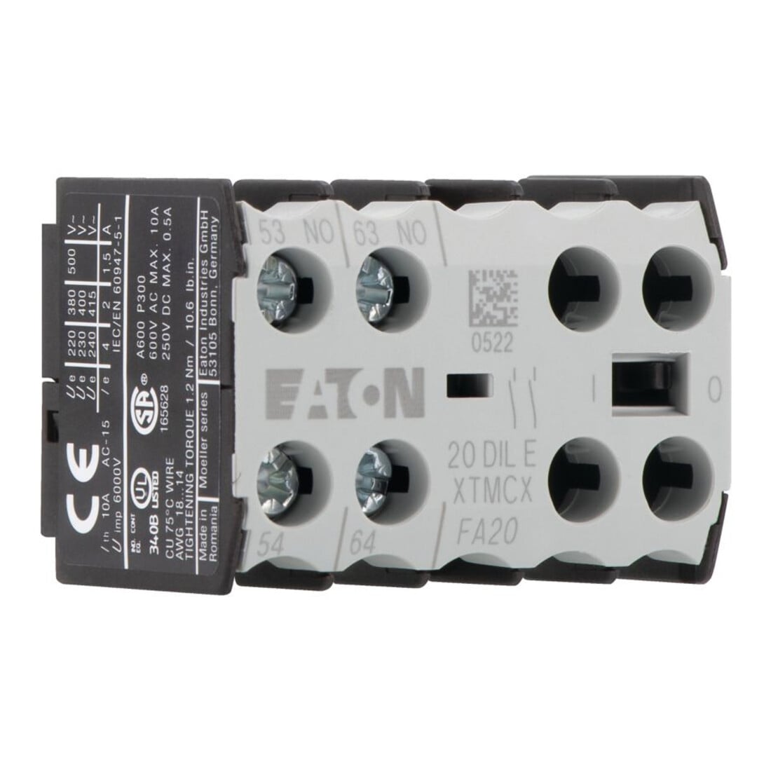 Eaton Bloc de contact auxiliaire 2S, montage central 20DILE