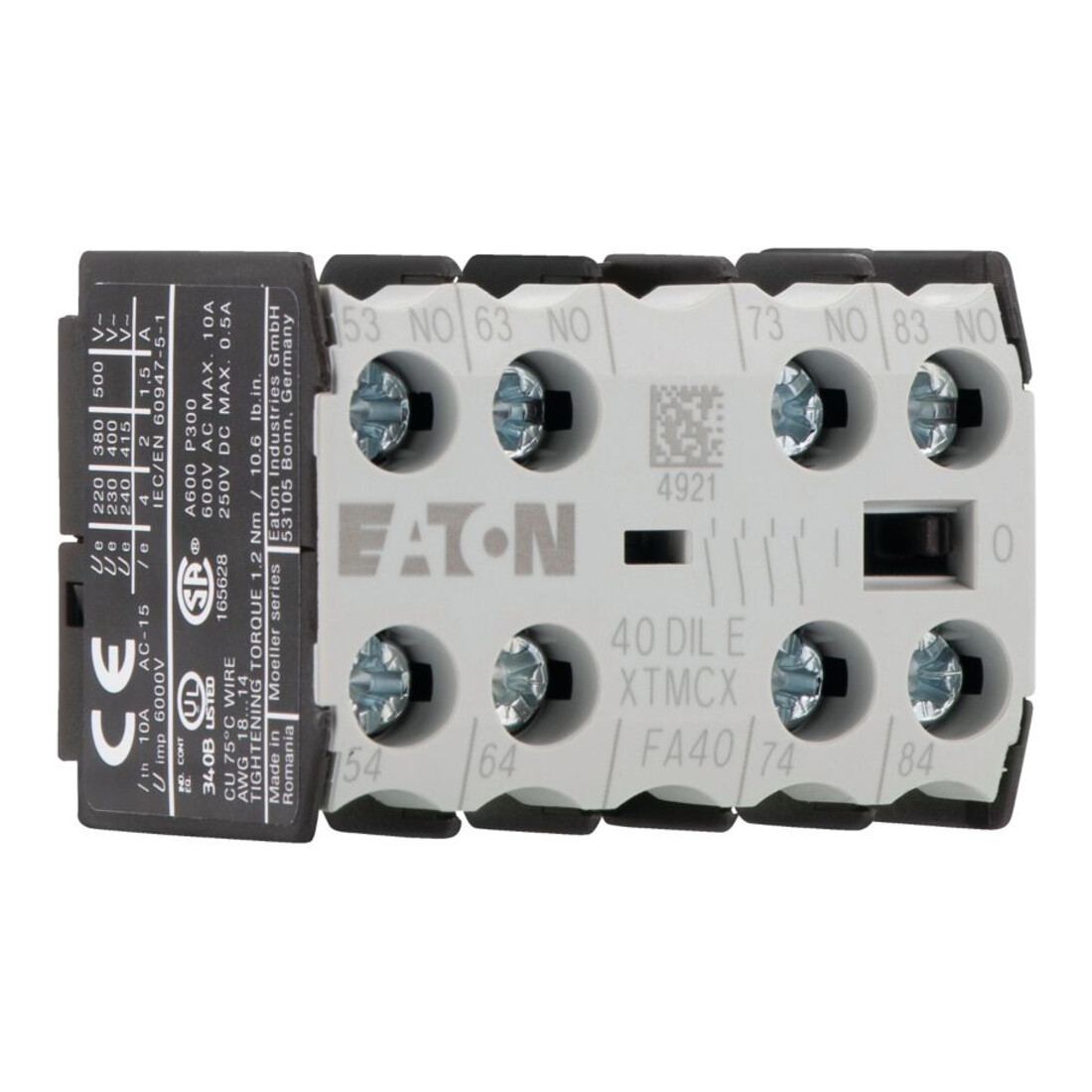 Eaton Bloc de contact auxiliaire 4S, montage central 40DILE