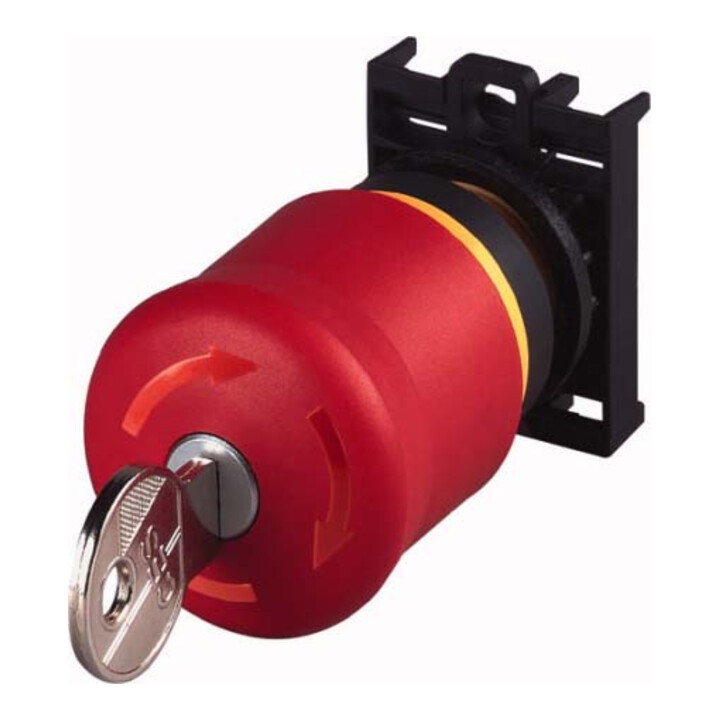 Eaton Bouton-poussoir à clé d'arrêt d'urgence 1O, face avant M22-PVS/K01