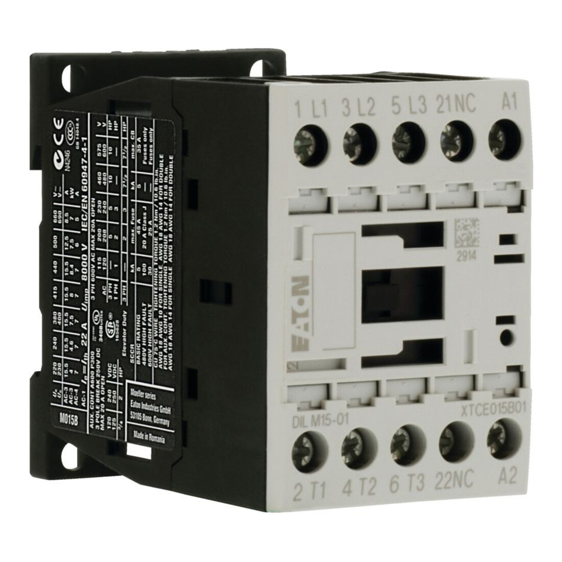 Eaton Contacteur de puissance 1NO 7,5 kW/400 V, DC DILM15-01(24VDC)