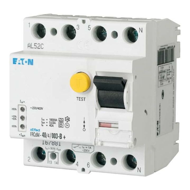 Eaton Disjoncteur différentiel FI 40A 4p 30mA FRCDM-40/4/003-G/B