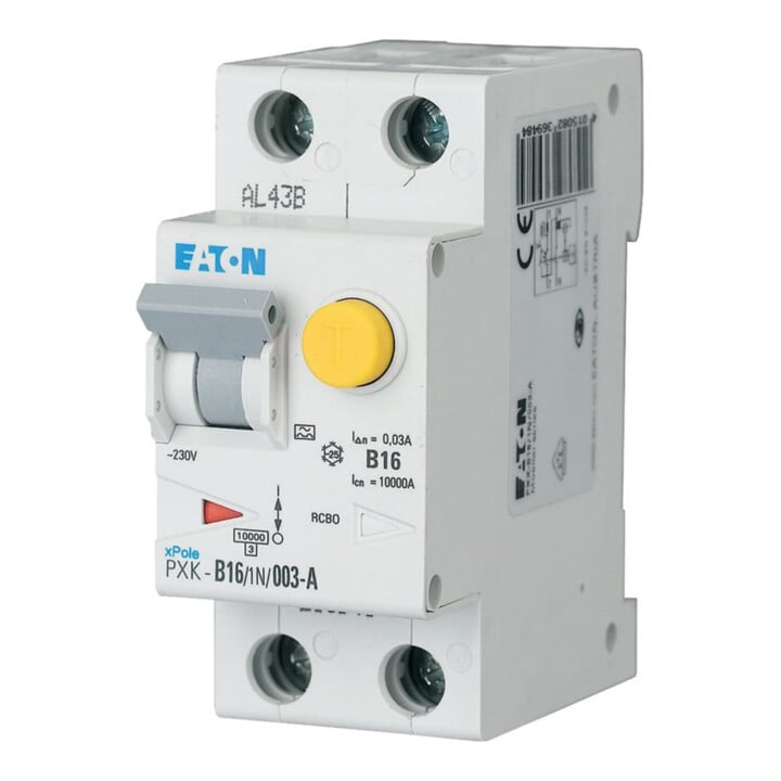 Eaton FI/LS-Kombischalter B 16A 1p+N, 30mA PXK-B16/1N/003-A