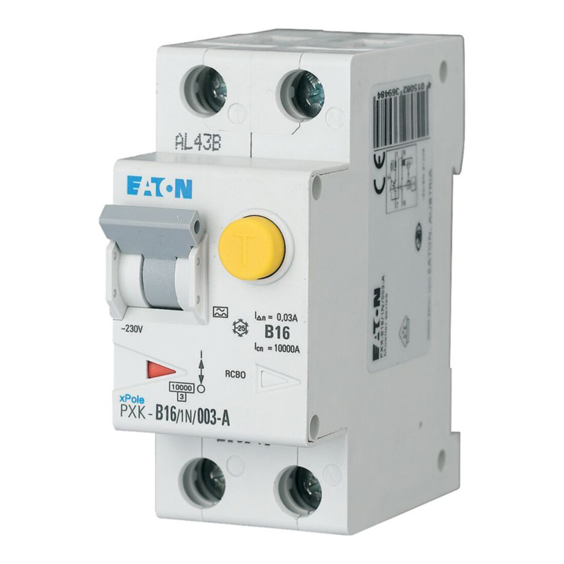 Eaton FI/LS-Kombischalter B 16A 1p+N, 30mA PXK-B16/1N/003-A