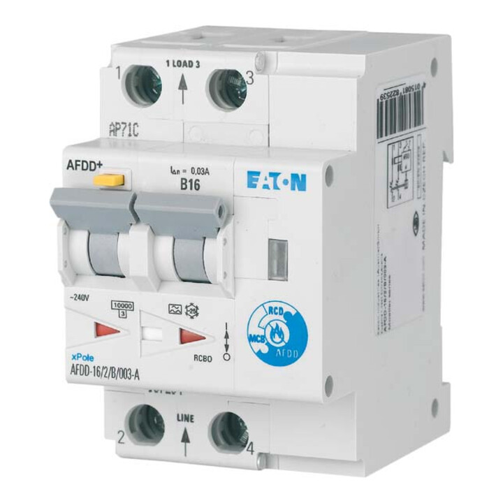 Eaton Interrupteur différentiel de protection incendie 2 pôles, B16A, 30mA AFDD-16/2/B/003-A