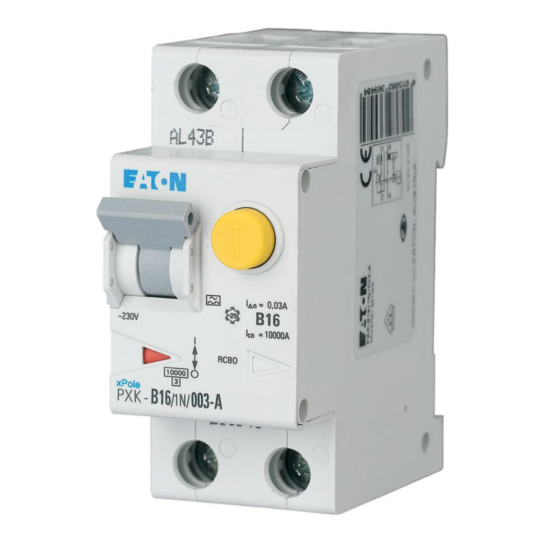 Eaton Interrupteur différentiel et disjoncteur C 16A 1p+N, 30mA PXK-C16/1N/003-A