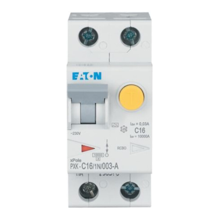 Eaton Interrupteur différentiel et disjoncteur C 16A 1p+N, 30mA PXK-C16/1N/003-A