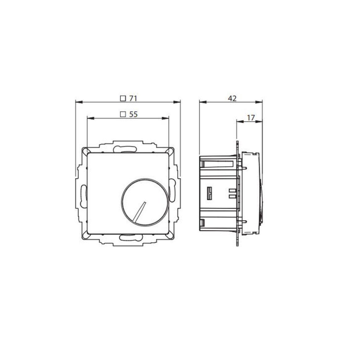 Eberle Controls Régulateur d’ambiance encastré 5-30°C AC230V Sortie Triac UTE 2500-RAL9010-G55
