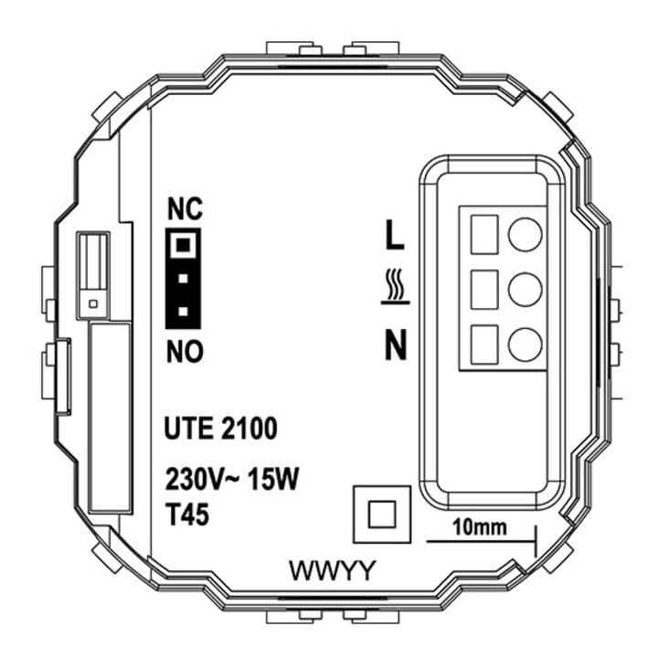 Eberle Controls Régulateur mural 5-30°C AC230V sortie Triac UTE 2100-RAL9010-G55