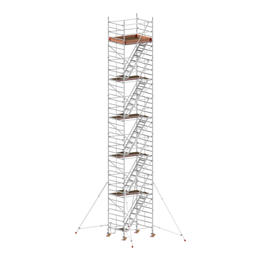 Échafaudage roulant avec escaliers intérieurs et stabilisateurs, hauteur de portée 12,40 m Hymer