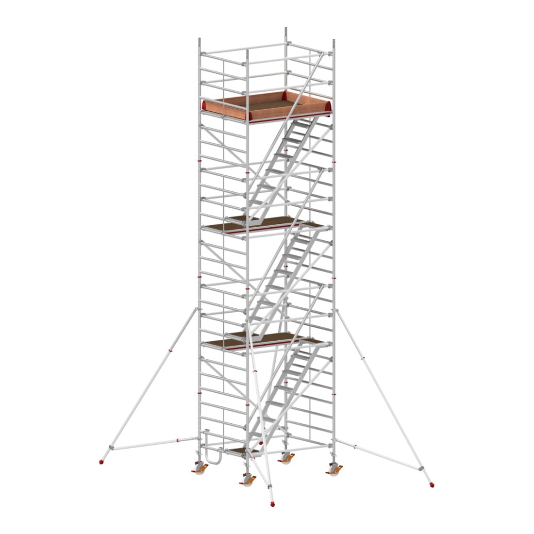 Échafaudage roulant avec escaliers intérieurs et stabilisateurs, hauteur de portée 8,40 m Hymer