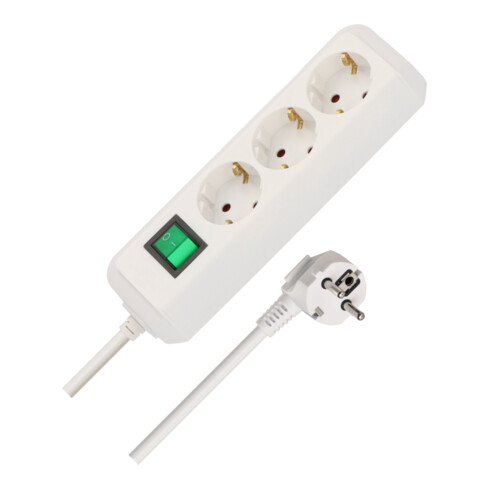 Eco-Line avec interrupteur 3 prises blanc 3 m H05VV-F 3G1,5