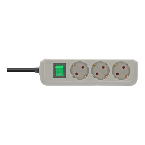 Eco-Line avec interrupteur 3 prises gris clair 1,5 m H05VV-F 3G1,5