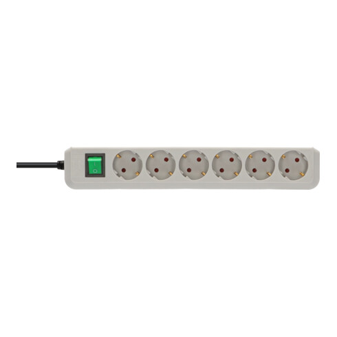 Eco-Line avec interrupteur 6 prises gris clair 1,5 m H05VV-F 3G1,5