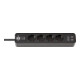 Ecolor Steckdosenleiste mit USB-Ladefunktion 4-fach schwarz/schwarz 1,5m-1